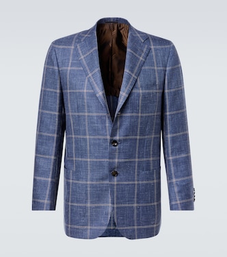 Checked cashmere, wool, silk, and linen blazer | Kiton