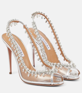 Sandali Temptation 105 in pelle, PVC e cristalli | Aquazzura