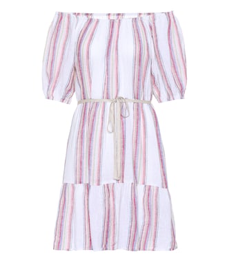 Cinthia striped linen-blend minidress | Velvet