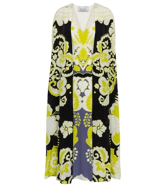 Valentino caped floral silk midi dress | Valentino