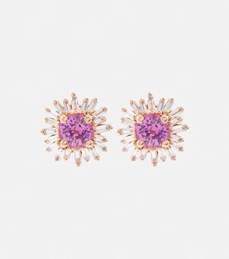 Ohrringe aus 18kt Roségold mit Diamanten und Saphiren | Suzanne Kalan