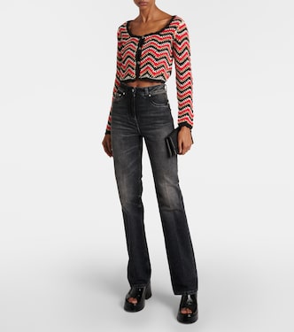 Cardigan cropped in crochet di cotone  | Ganni