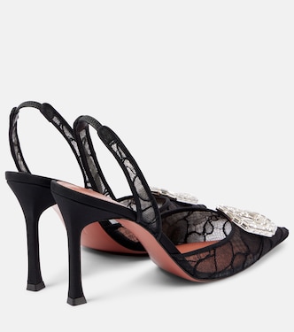Verzierte Slingback-Pumps Camelia 90 aus Spitze | Amina Muaddi