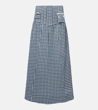 Gingham high-rise cotton-blend maxi skirt | Ganni