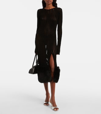 Knit faux fur-trimmed midi dress | Blumarine