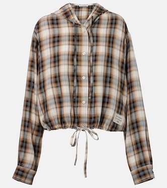 Camicia cropped a quadri con cappuccio | Acne Studios