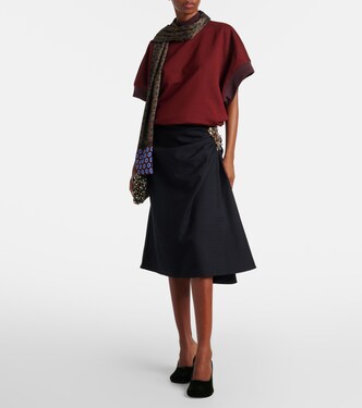 Embellished draped wool midi skirt | Dries Van Noten