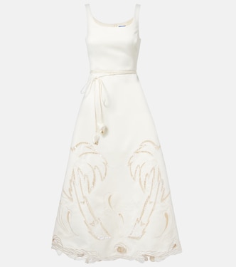 Palm laser-cut embroidered midi dress | Leo Lin