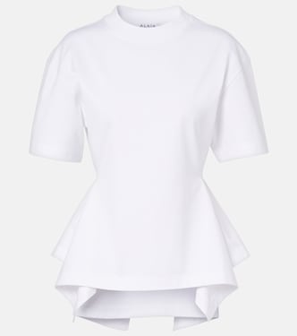 Asymmetric cotton poplin peplum T-shirt | Alaïa