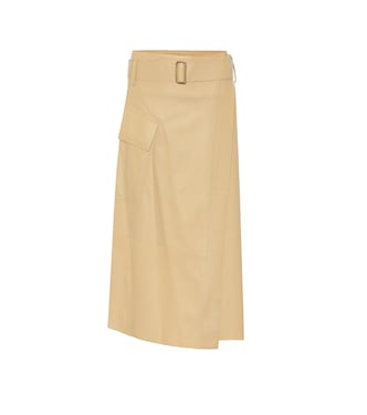 Falda wrap midi de piel de tiro alto | Vince