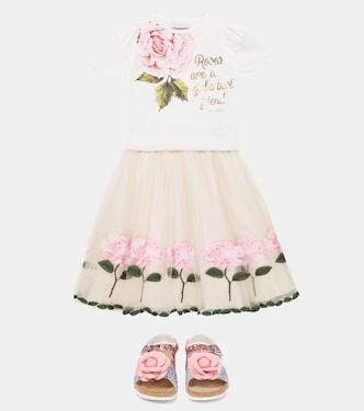 Gonna in tulle con ricamo | Monnalisa