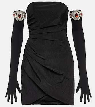 Moiré minidress and embellished gloves | David Koma