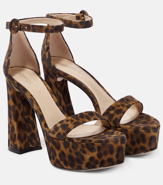 Leopard-print suede platform sandals | Gianvito Rossi