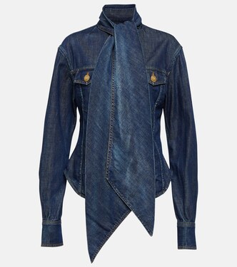 Camicia di jeans con lavallière | Balmain