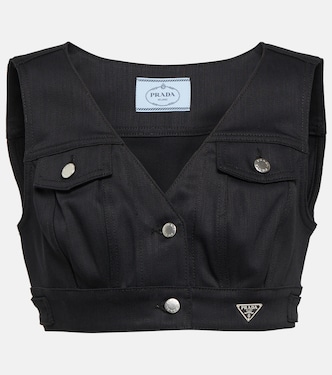 Cropped-Top aus Denim | Prada