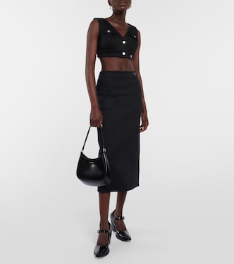 Top raccourci en jean à logo | Prada