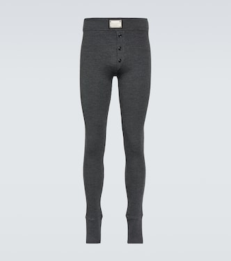 Leggings in misto lana a coste con logo | Dolce&Gabbana