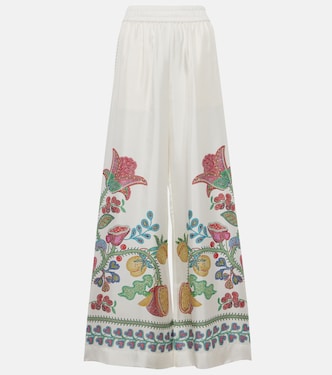 Printed silk twill wide-leg pants | La DoubleJ