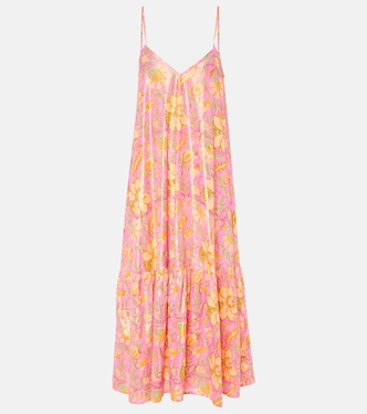 Floral cotton-blend lamé midi dress | Juliet Dunn