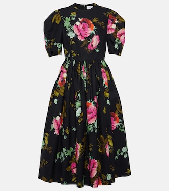 Vestido midi de faya de algodón floral | Erdem