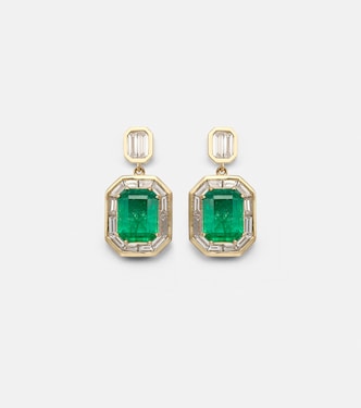 Boucles d'oreilles Halo en or 18 ct, émeraudes et diamants | Shay Jewelry