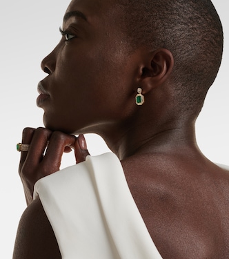 Boucles d'oreilles Halo en or 18 ct, émeraudes et diamants | Shay Jewelry