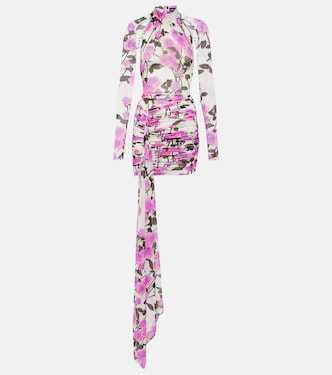 Vestido corto fruncido floral | David Koma