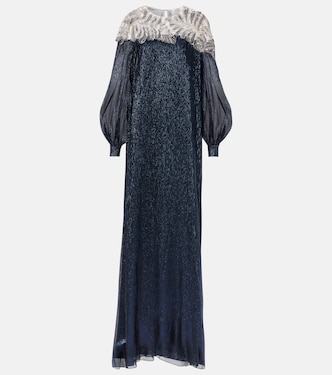 Caftano in mousseline con cristalli | Oscar de la Renta