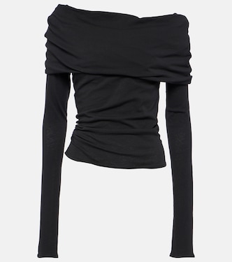Bound draped off-shoulder jersey top | Entire Studios