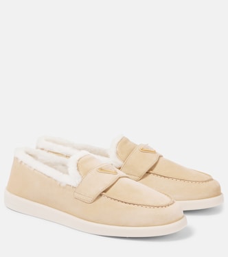 Shearling-lined suede loafers | Prada