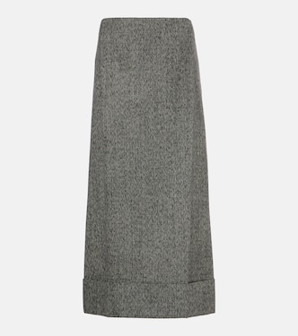 Falda midi de lana mouliné | Prada