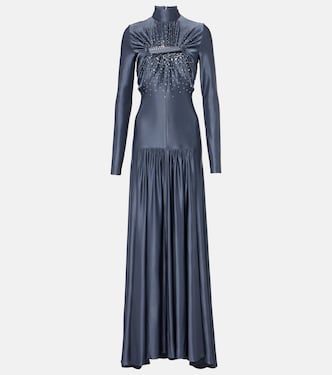 Embellished gathered jersey gown | Rabanne