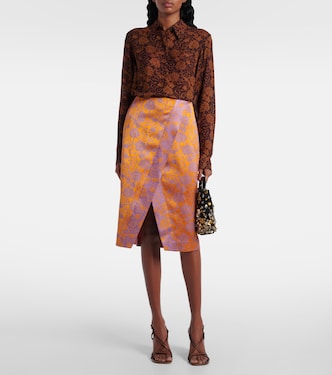 Gonna midi in jacquard di raso | Dries Van Noten