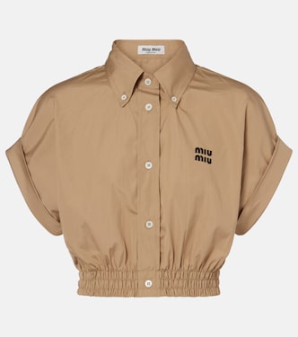 Cropped-Top aus Baumwollpopeline | Miu Miu