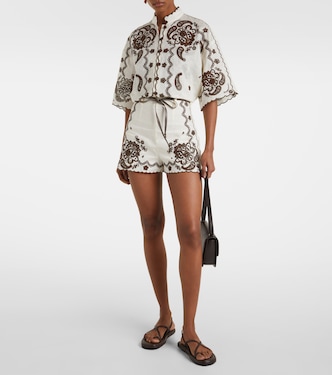 Ascension embroidered linen shorts | Zimmermann
