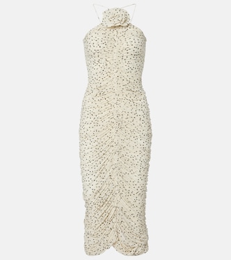 Floral-appliqué polka-dot maxi dress | Magda Butrym