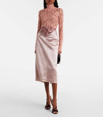 Bow-detail satin midi skirt | Valentino