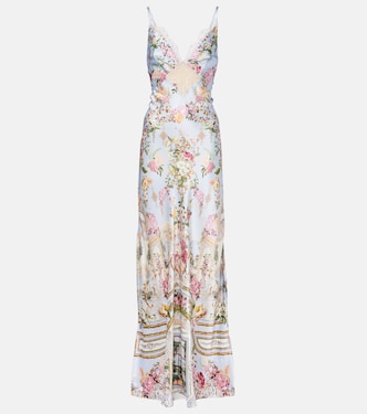 Tiled In Time lace-trimmed silk maxi dress | Camilla