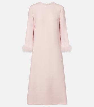 Midikleid aus Crêpe Couture mit Federn | Valentino