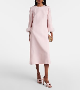 Midikleid aus Crêpe Couture mit Federn | Valentino