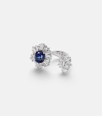 18kt white gold (750/1000) ring with diamonds and sapphires | Yeprem