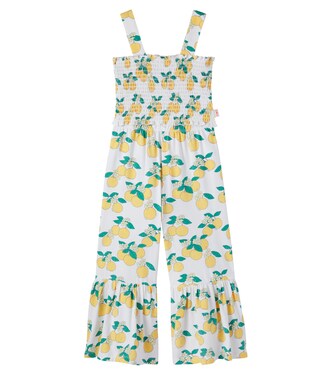 Printed shirred cotton-blend top and pants set | Tinycottons