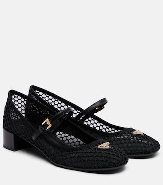 Pumps Mary Jane in mesh con pelle | Prada