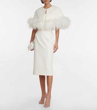Bridal Midikleid aus Crêpe mit Federn | Safiyaa