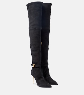 Overknee-Stiefel aus Veloursleder | Balmain