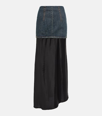 تنورة طويلة من الدنيم والساتان بقصّة غير متماثلة  | MM6 Maison Margiela