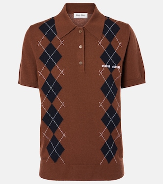 Argyle cashmere polo shirt | Miu Miu