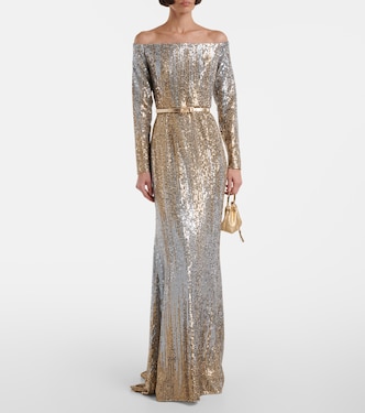 Sequined off-shoulder gown | Elie Saab