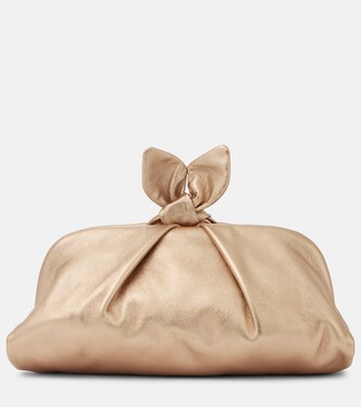 Clutch Bow Tie in pelle metallizzata | Aquazzura