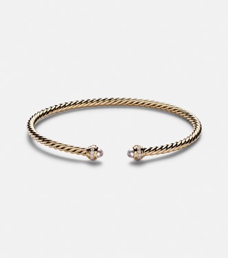 Bracciale Cablespira® Flex in oro 18kt con perle d'acqua dolce e diamanti | David Yurman